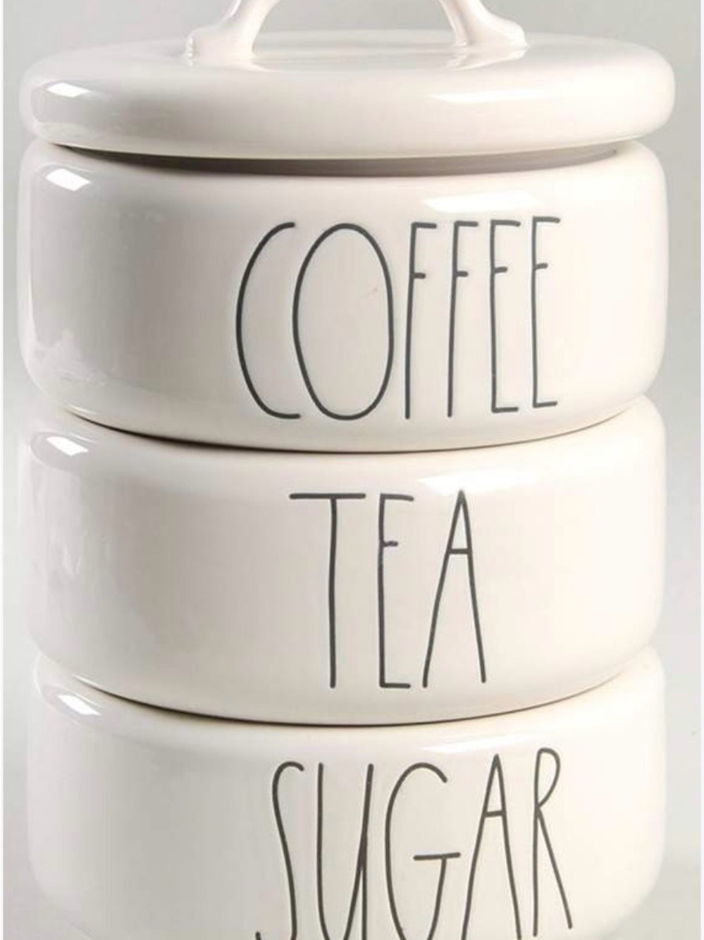 Rae Dunn Cream Ceramic Stackable Canisters - Coffee Tea Sugar